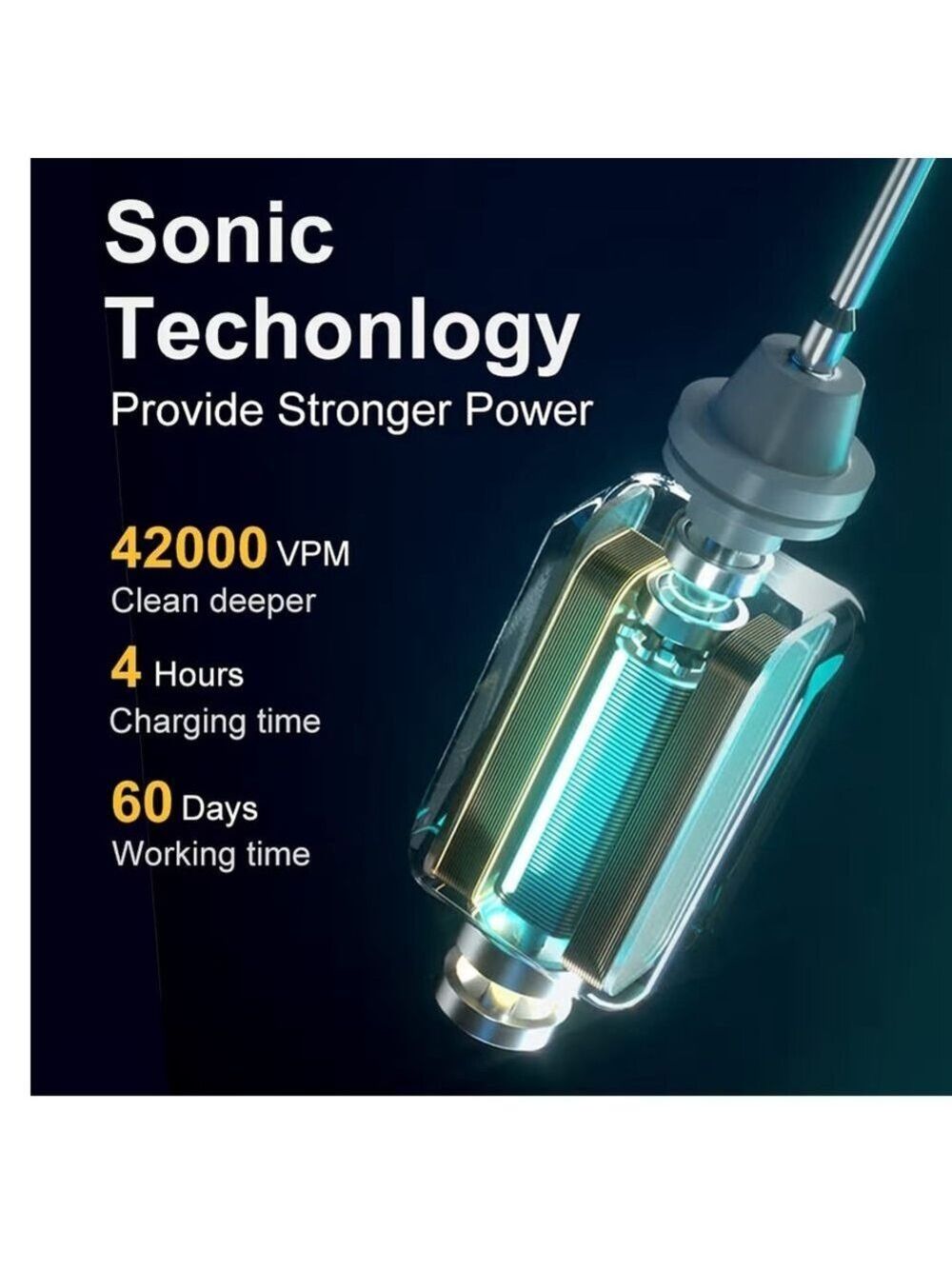 2 Pack Sonic Electric Toothbrush, 6 Modes 42000vpm with 2-Minute Built-in Timer - Picture 9 of 10